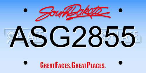 ASG2855 South Dakota License Plate