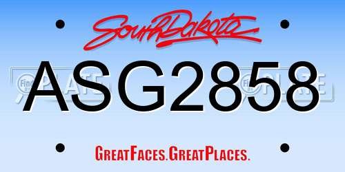 ASG2858 South Dakota License Plate