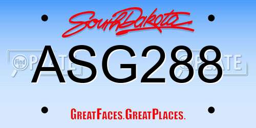 ASG288 South Dakota License Plate