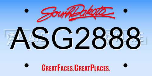 ASG2888 South Dakota License Plate
