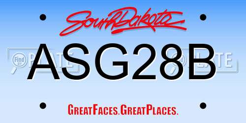 ASG28B South Dakota License Plate