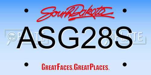 ASG28S South Dakota License Plate
