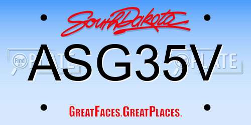 ASG35V South Dakota License Plate