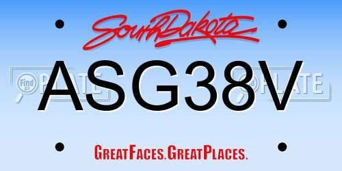 ASG38V South Dakota License Plate