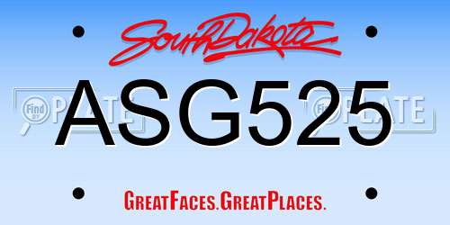 ASG525 South Dakota License Plate