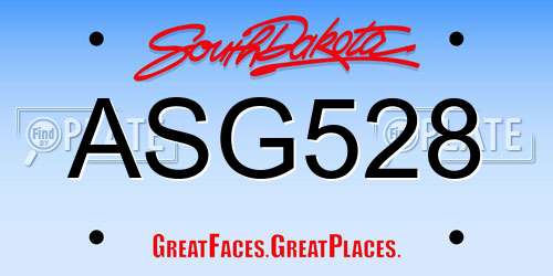 ASG528 South Dakota License Plate