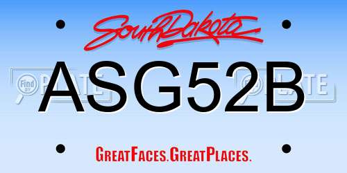 ASG52B South Dakota License Plate