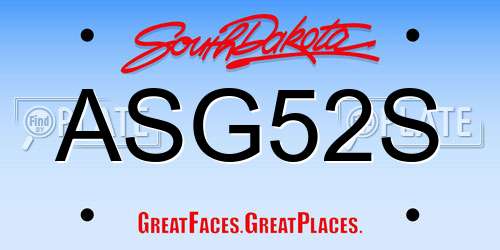 ASG52S South Dakota License Plate