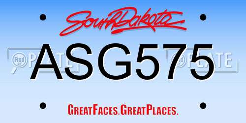 ASG575 South Dakota License Plate