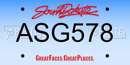 ASG578 South Dakota License Plate