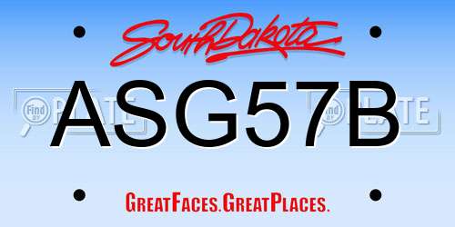 ASG57B South Dakota License Plate