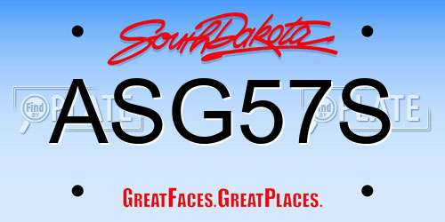 ASG57S South Dakota License Plate