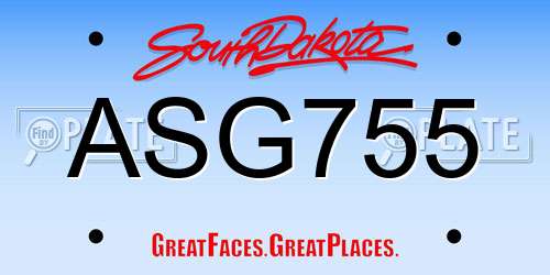 ASG755 South Dakota License Plate