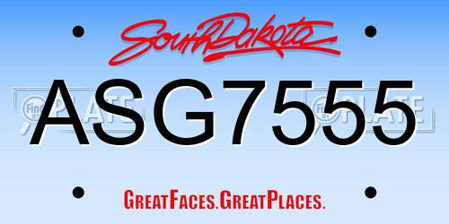 ASG7555 South Dakota License Plate