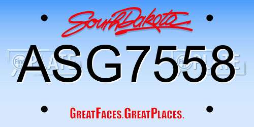 ASG7558 South Dakota License Plate
