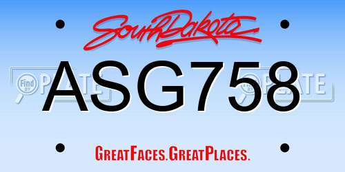 ASG758 South Dakota License Plate