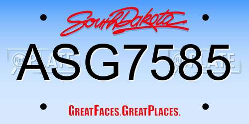ASG7585 South Dakota License Plate