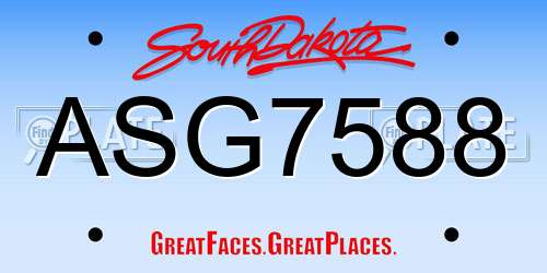 ASG7588 South Dakota License Plate