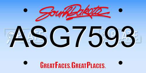 ASG7593 South Dakota License Plate
