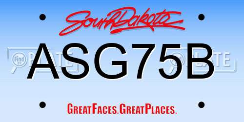 ASG75B South Dakota License Plate