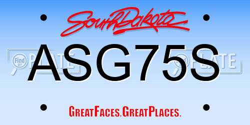 ASG75S South Dakota License Plate
