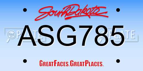 ASG785 South Dakota License Plate