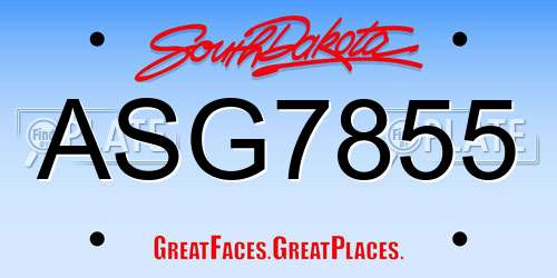 ASG7855 South Dakota License Plate