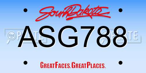 ASG788 South Dakota License Plate