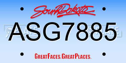 ASG7885 South Dakota License Plate