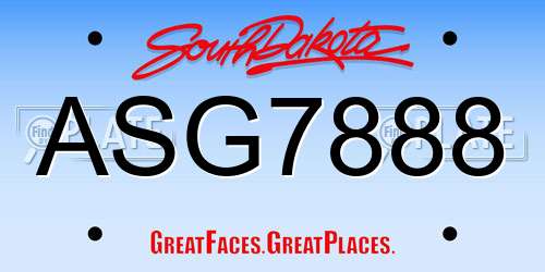 ASG7888 South Dakota License Plate