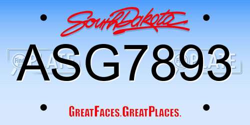 ASG7893 South Dakota License Plate