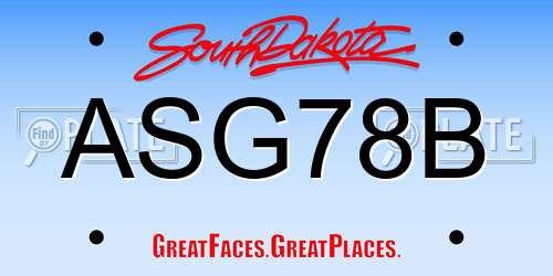 ASG78B South Dakota License Plate