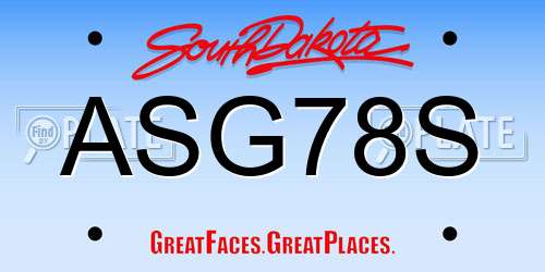 ASG78S South Dakota License Plate