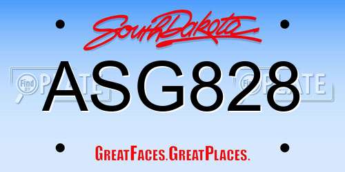 ASG828 South Dakota License Plate
