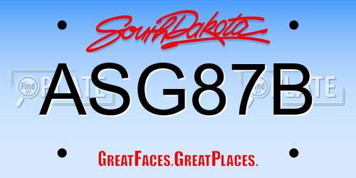 ASG87B South Dakota License Plate