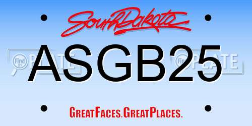 ASGB25 South Dakota License Plate