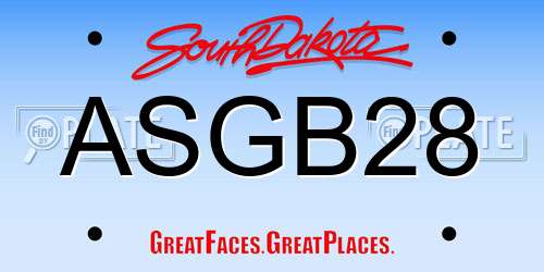 ASGB28 South Dakota License Plate