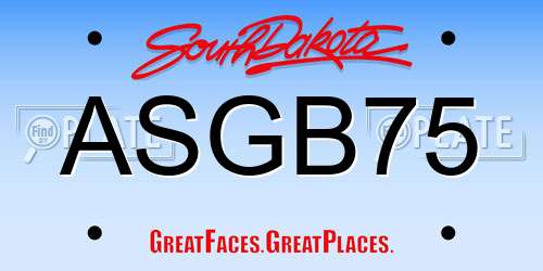 ASGB75 South Dakota License Plate
