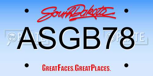 ASGB78 South Dakota License Plate