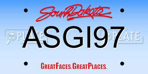 ASGI97 South Dakota License Plate