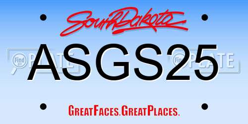 ASGS25 South Dakota License Plate