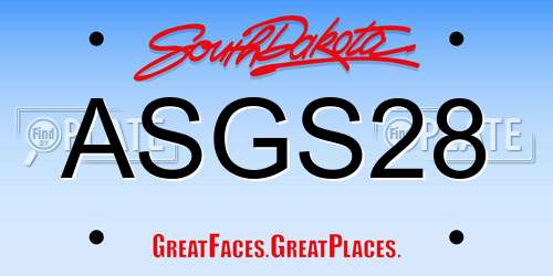 ASGS28 South Dakota License Plate