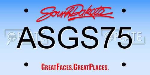 ASGS75 South Dakota License Plate