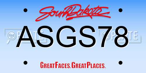 ASGS78 South Dakota License Plate