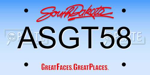 ASGT58 South Dakota License Plate