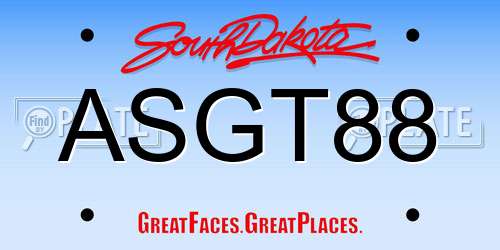 ASGT88 South Dakota License Plate
