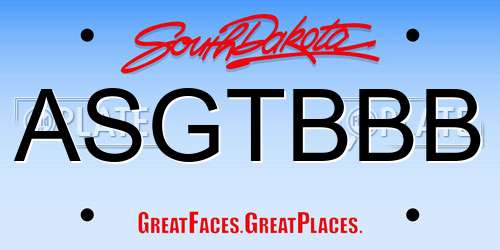 ASGTBBB South Dakota License Plate