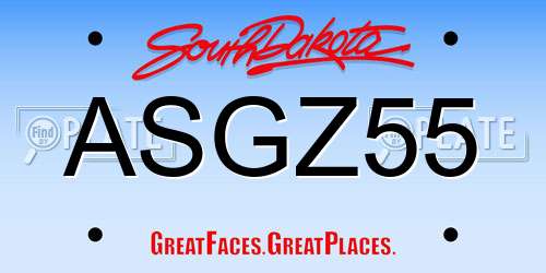 ASGZ55 South Dakota License Plate
