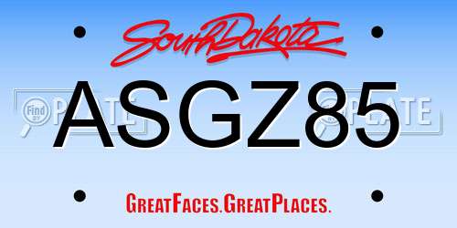 ASGZ85 South Dakota License Plate