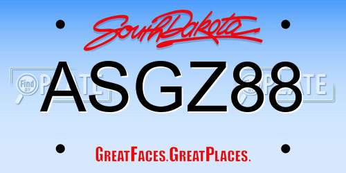 ASGZ88 South Dakota License Plate